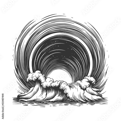 Swirling Waves Illustration with Dynamic Circular Motion Design