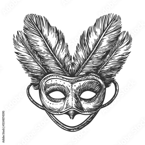Elegant Feathered Mask for Carnival and Festive Celebrations