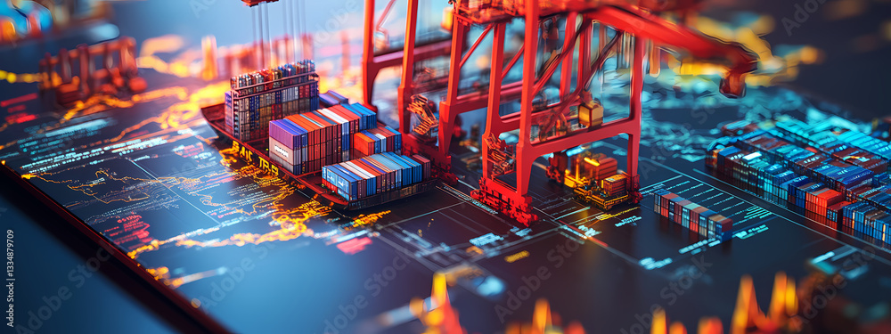 Obraz premium Global Trade and Logistics Visualization