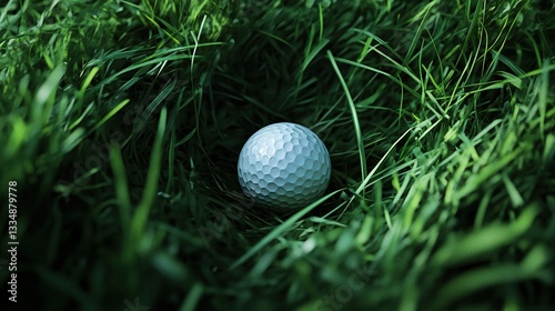 Golf ball lying on the grass