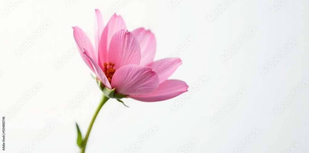 Single flower with delicate petals on a white background, botanical, isolated Single flower with delicate petals on a white background, botanical, isolated