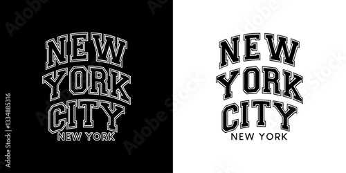 NEW YORK CITY NYC Name Arched Retro Vintage Black White Lettering Vector Design