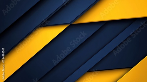 Abstract geometric shapes, dark navy blue and bright yellow background, design template. Possible use web banner, digital art
