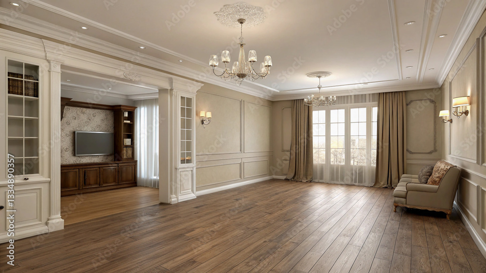 Fototapeta premium Luxurious, Elegant Living Room with Classic Details
