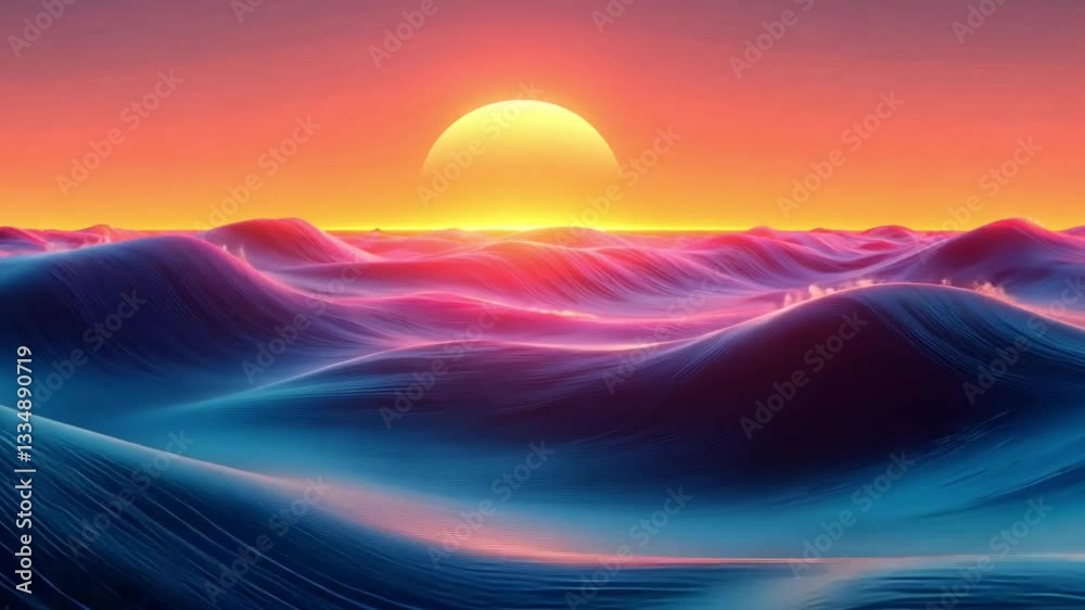 Vibrant ocean waves at sunset, glowing ocean waves with sunlight, surreal ocean waves reflecting sunset hues, fantasy seascape, surreal ocean waves, neon sunset ocean Vibrant ocean waves at sunset, glowing ocean waves with sunlight, surreal ocean waves reflecting sunset hues, fantasy seascape, surreal ocean waves, neon sunset ocean