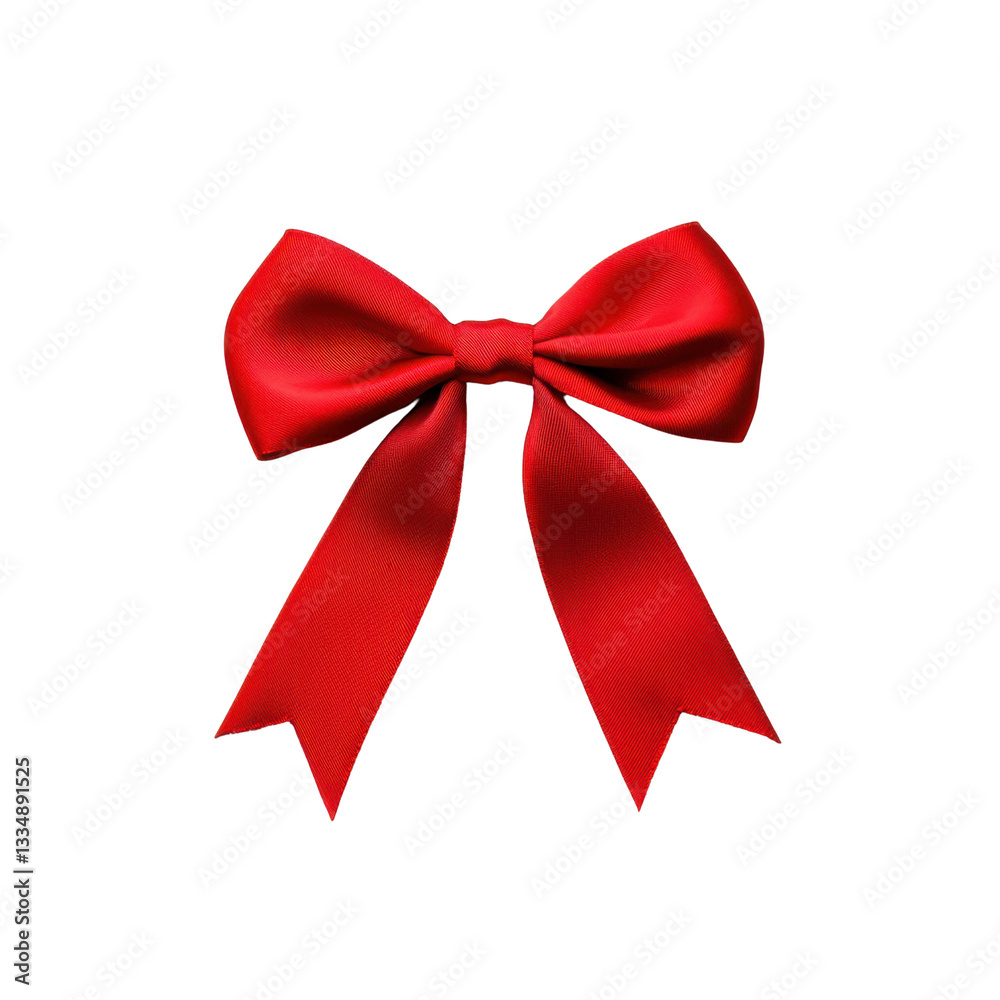 Fototapeta premium Elegant Red Bow with Smooth Fabric Texture for Gift Wrapping