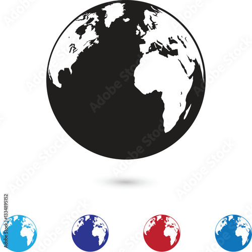 Minimalist Globe Silhouette Vector in Multiple Colors