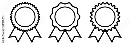 Approval check medal icon set. Certified medal. Quality Badge. Vector illustration eps 888.