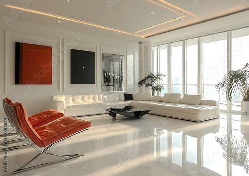 Luxurious hotel room with modern design  inviting   and natural light for a retreat. 