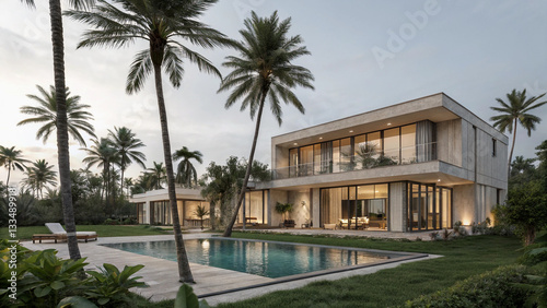 Modern Tropical Villa with Pool and Lush Landscaping