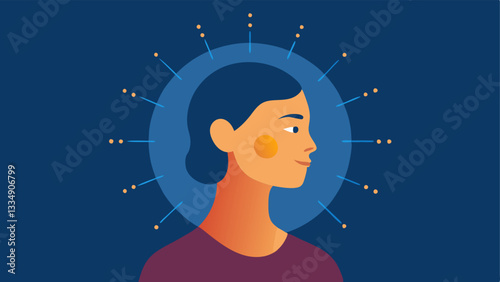 Radiant Profile A profile illustration of a person with a softly lit face glowing with annotations pointing out Even Tone Radiance and Moisture showcasing the overall benefits of
