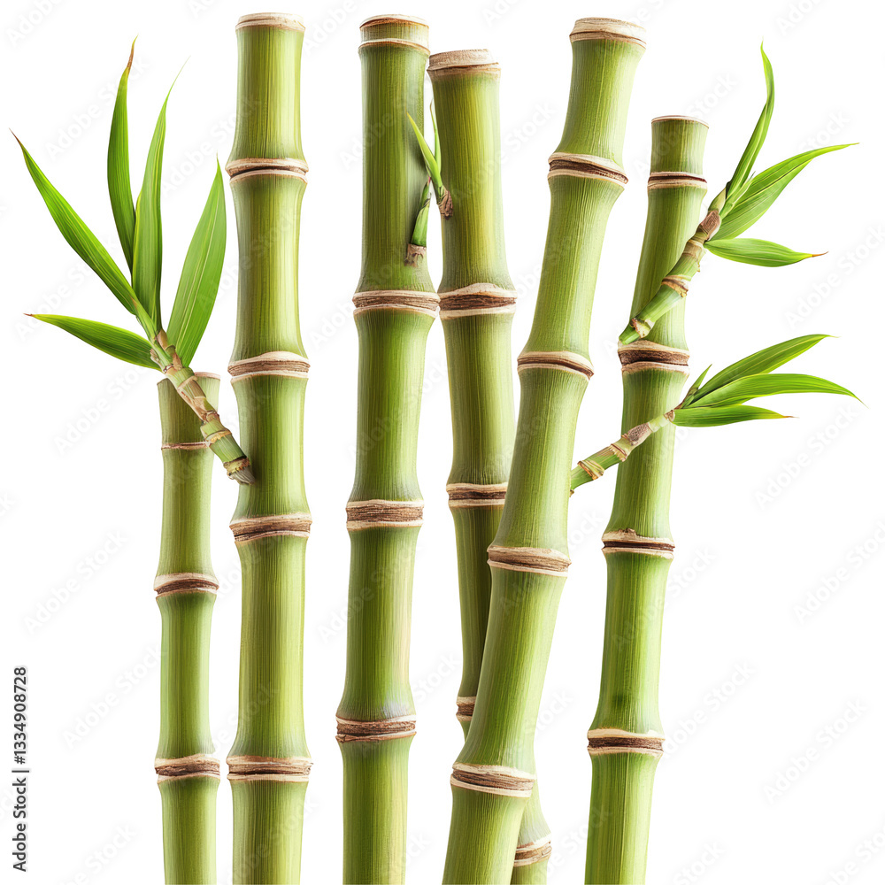 Green Bamboo Stalks With Leaves On A Transparent Background. Zen And Spa Concept. Green Bamboo Stalks With Leaves On A Transparent Background. Zen And Spa Concept.