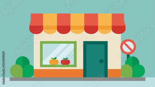 No Fresh Produce Sign A storefront with a sign that reads No Fresh Produce Available indicating scarcity of healthy food in the area.