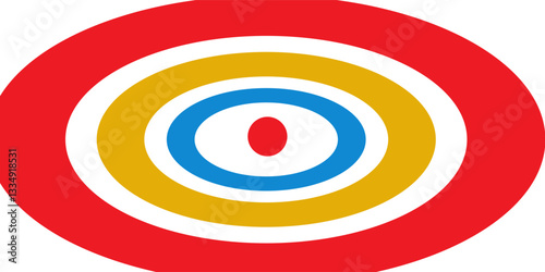 Set of radial circles yellow, red, blue and white background with copy space.