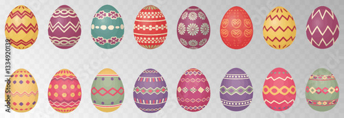 Easter egg. Eggs character set isolated on png backgraund. Cute eggs, spring festive concept. Cartoon holiday vector character.