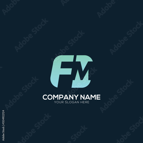 Creative Letter FM M logo Design Template Vector Graphic Branding Element