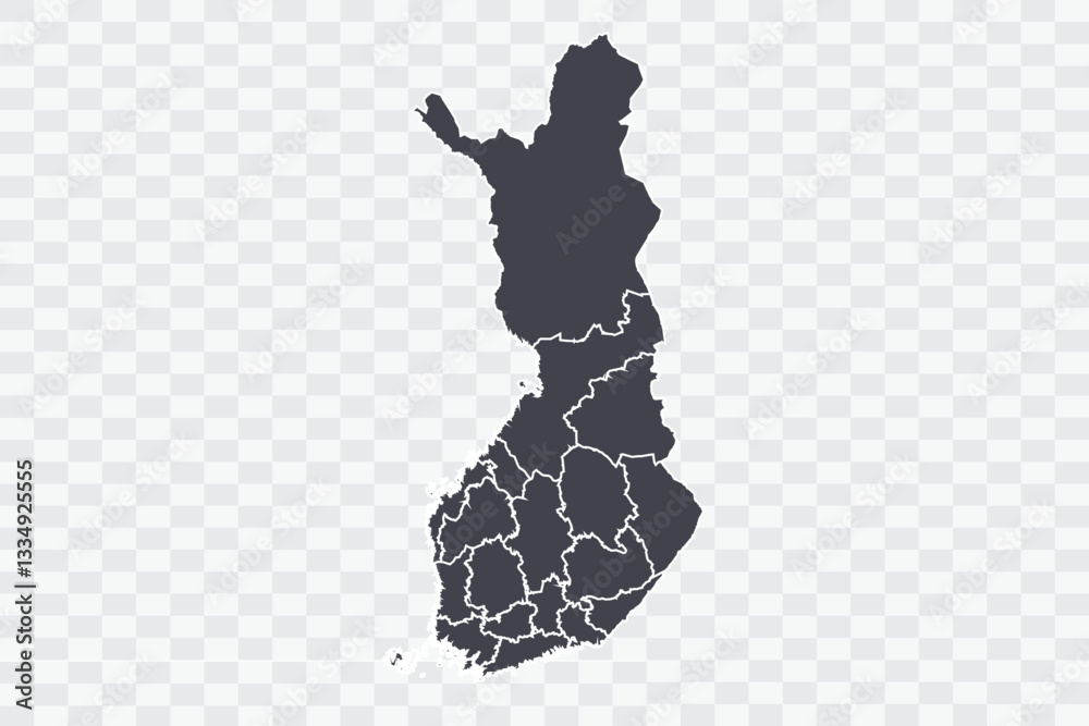 Fototapeta premium Finland Map Anchor Color on White Background quality files Png