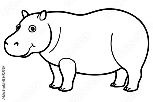 Abstract Hippo Line Drawing