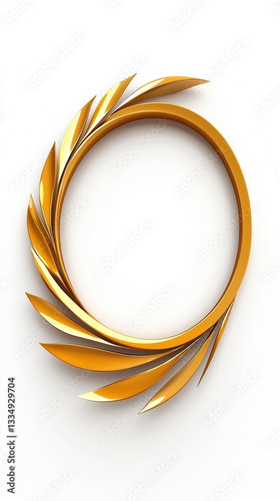 Gold Circular Frame with Elegant Leaf Design Gold Circular Frame with Elegant Leaf Design