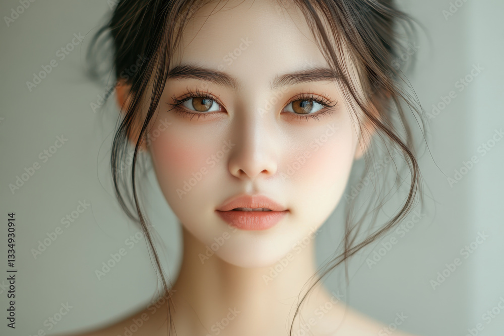Naklejka premium Woman with long hair, in close-up.