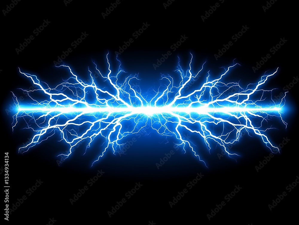Bright blue lightning bolts emitting sparks across a dark background Bright blue lightning bolts emitting sparks across a dark background