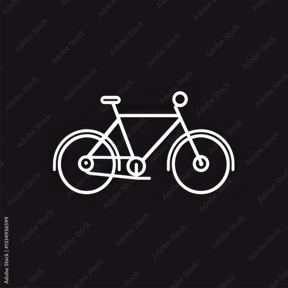 Obraz premium White bicycle on black background.