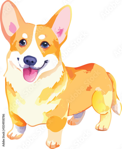  Water color welsh animal vector illustration