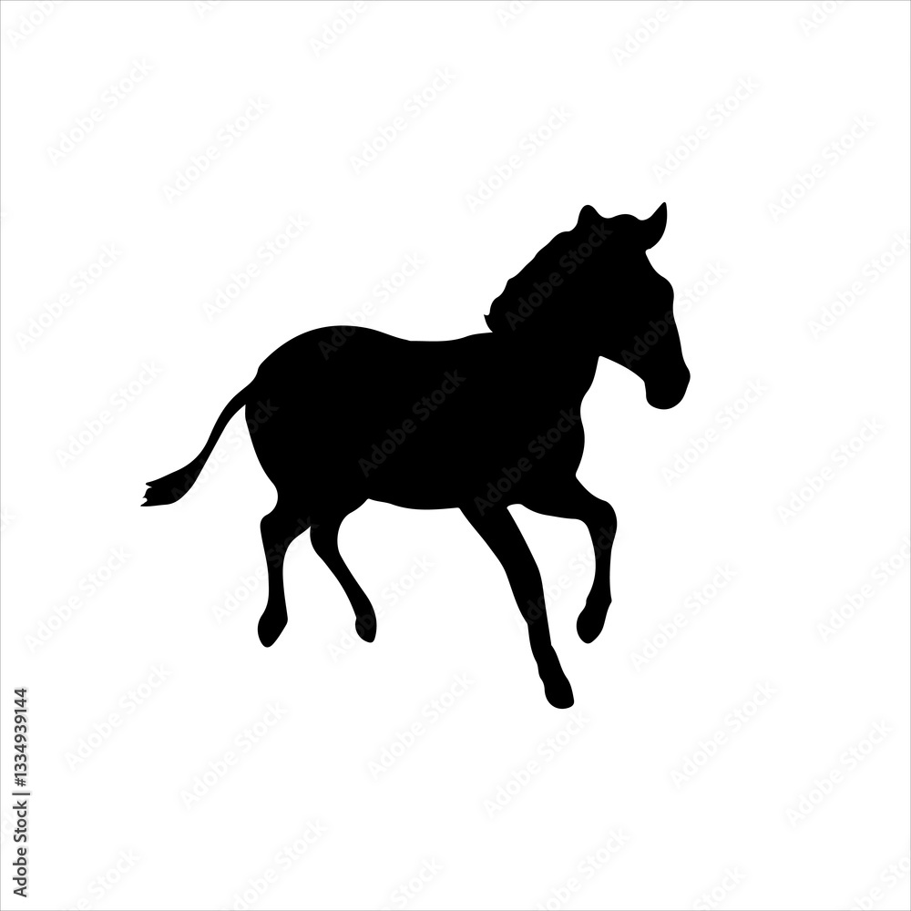 Zebra running silhouette icon vector flat design. Zebra running silhouette icon vector flat design.