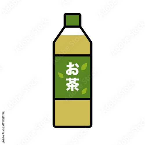 Japanese plastic bottle green tea icon. Vector.