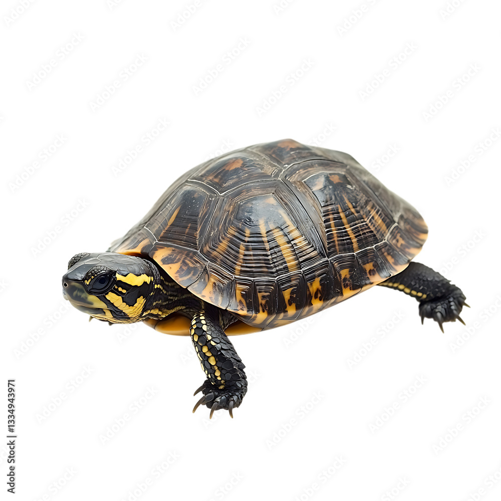 Fototapeta premium Turtle Walking Slowly Isolated on Transparent Background