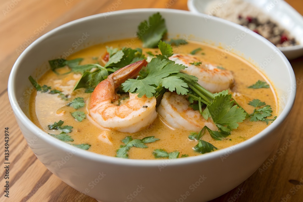 Delicious Shrimp Soup with Coconut Cream and Fresh Cilantro Delicious Shrimp Soup with Coconut Cream and Fresh Cilantro