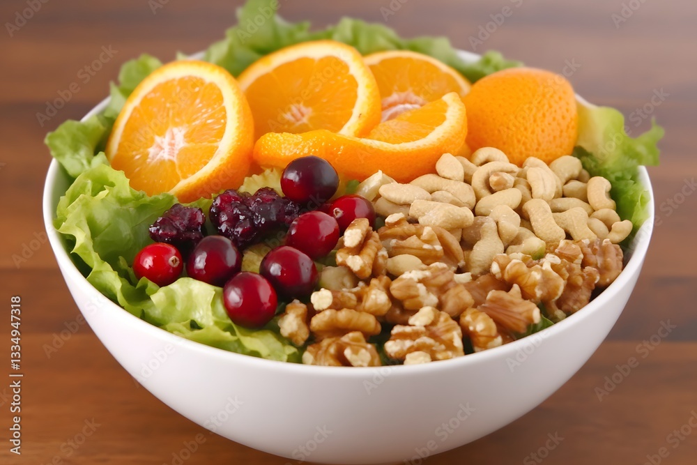 Delicious Winter Salad with Oranges Cranberries Walnuts Cashews Delicious Winter Salad with Oranges Cranberries Walnuts Cashews