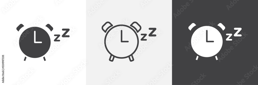 Alarm snooze icons in Thin line black color. flat simple vector symbols illustration. Alarm snooze icons in Thin line black color. flat simple vector symbols illustration.