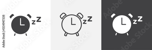 Alarm snooze icons in Thin line black color. flat simple vector symbols illustration.