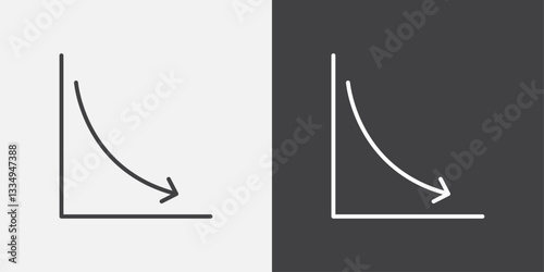 Arrow trend-down icons in Thin line black color. flat simple vector symbols illustration.