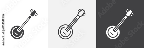 Banjo icons in Thin line black color. flat simple vector symbols illustration.