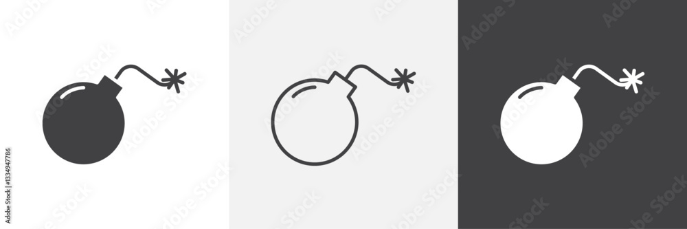 Bomb icons in Thin line black color. flat simple vector symbols illustration. Bomb icons in Thin line black color. flat simple vector symbols illustration.