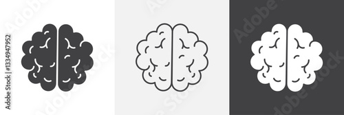 Brain icons in Thin line black color. flat simple vector symbols illustration.