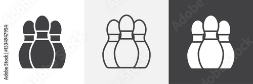 Bowling pins icons in Thin line black color. flat simple vector symbols illustration.