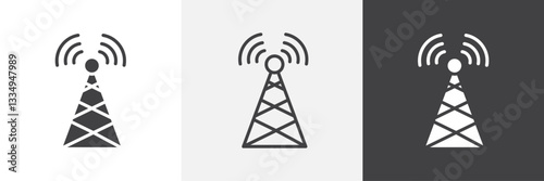 Broadcast tower icons in Thin line black color. flat simple vector symbols illustration.