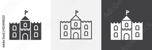 Castle icons in Thin line black color. flat simple vector symbols illustration.