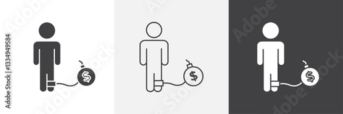 Debt icons in Thin line black color. flat simple vector symbols illustration.