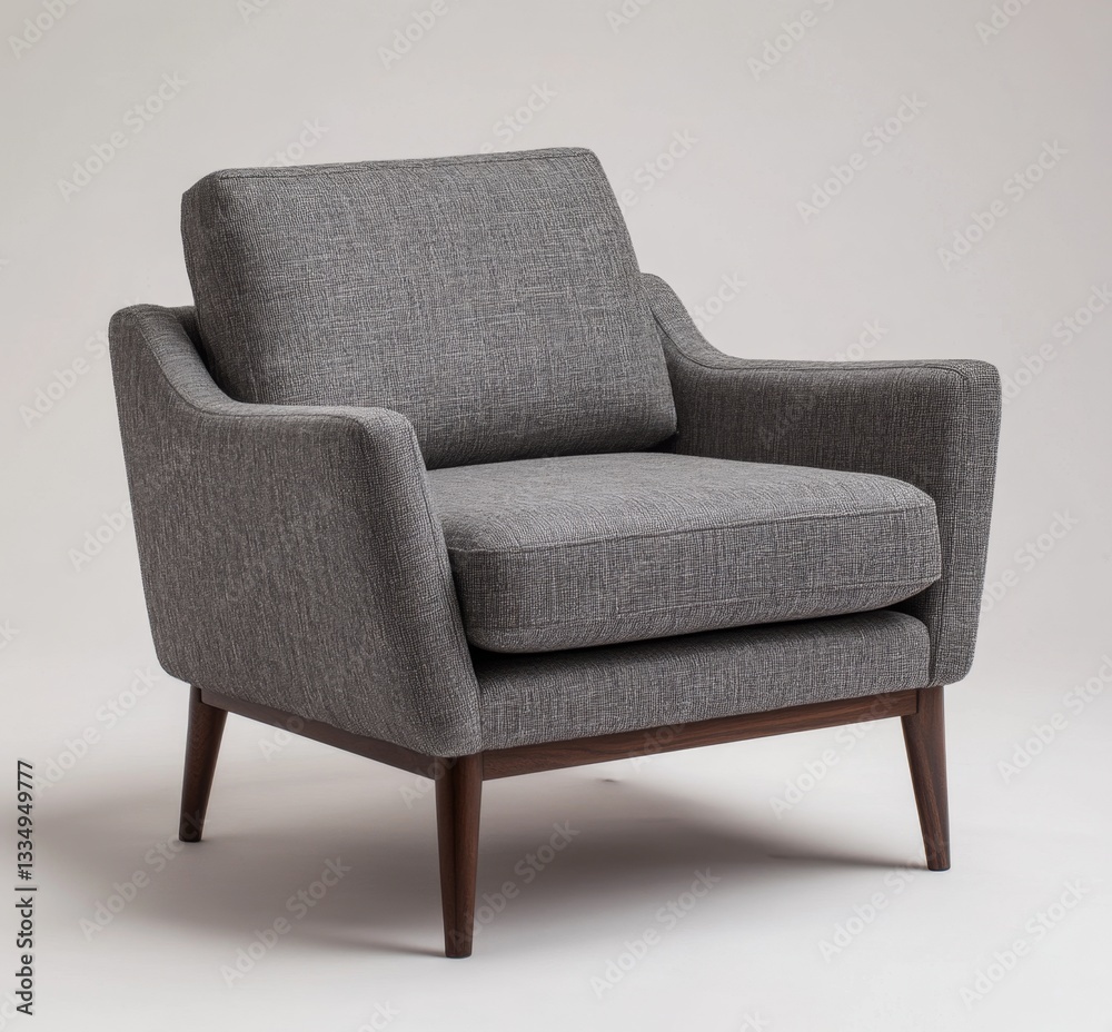 Gray upholstered armchair against a plain background Gray upholstered armchair against a plain background