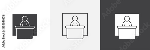 Exhibitor icons in Thin line black color. flat simple vector symbols illustration.
