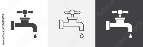 Faucet drip icons in Thin line black color. flat simple vector symbols illustration.