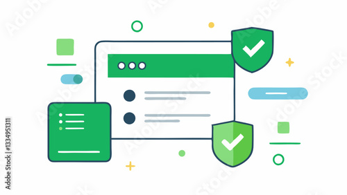 Secure Checkout Process A simplified checkout page interface with visual elements of AI security including checkmarks green lights and protective icons ensuring a smooth