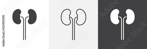 Kidneys icons in Thin line black color. flat simple vector symbols illustration.