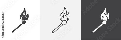 Match fire icons in Thin line black color. flat simple vector symbols illustration.