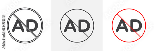No audio description icons in Thin line black color. flat simple vector symbols illustration.