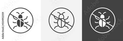 No Bug icons in Thin line black color. flat simple vector symbols illustration.